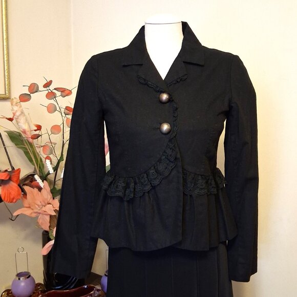 NWOT mac & jac Women’s Chic Black Lined Lace Blazer Lightweight Jacket Size 6 - Picture 4 of 13